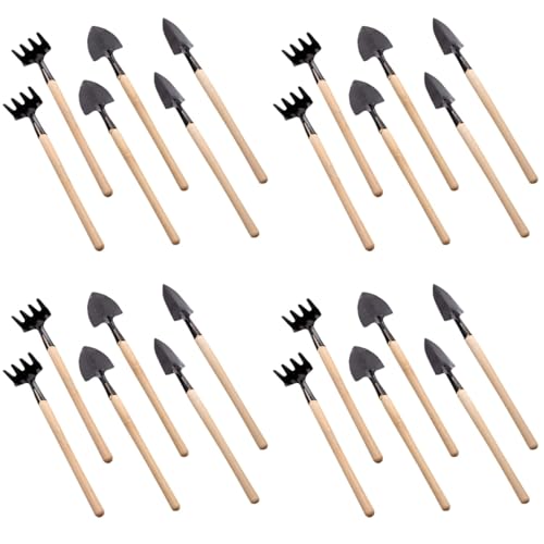 GANAZONO 8 Sets Mini Gardening Tools Portable Garden Hand Tools Set Miniature Gardening Rake Trowel and Shovel for Bonsai Succulents Herbs Planting | 8 Sets Portable Garden Hand Tools Set Miniature Gardening Rake Trowel and Shovel for Bonsai Succulents He