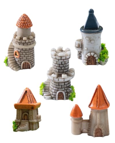 Miniature Resin House Figurines Set - Small Decorative Buildings for Terrarium, Bonsai, Micro Landscape Decor, Resin Village Accessories for Potted Plants and Desk Display