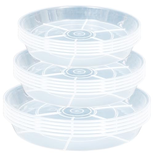 15 Pack Plant Saucer Drip Tray, 6 8 10 inch, Heavy Sturdy Plastic Planter Flower Pot Saucers for Indoor Outdoor Garden, Plant Water Drip Trays for pots Base (6"/8"/10", Clear) - color: Clear, size: 6"/8"/10" - 15Pcs