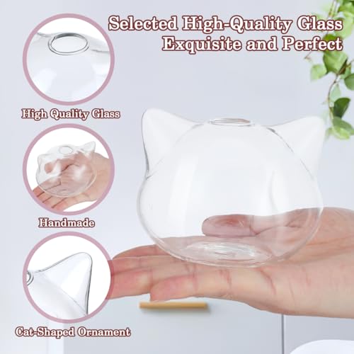 BESTOYARD Cat Shaped Glass Vase Set Transparent Hydroponic Plant Vase and Terrarium Container for Flowers Small Bouquets Dried Arrangements Home Office Desk Bookshelf Wine Cabinet Decor