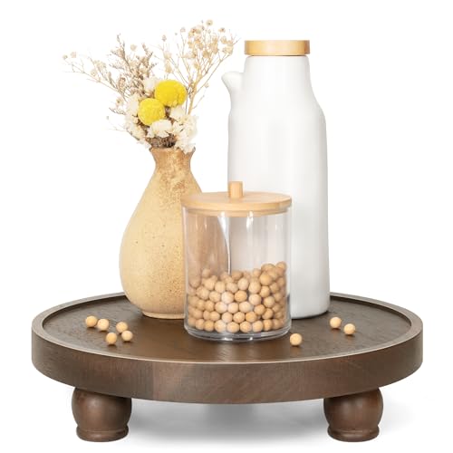 EOSAHR Acacia Wood Display Riser: Pedestal Stand for Home Decor, Dark Brown | 10" Display Stand, Vanity Organizer, Soap & Lotion Holder, Room Decor Accent, Perfect for Kitchen Counter - color: Dark Acacia