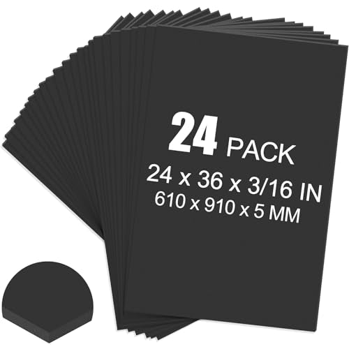 ToLanbbt 24 Pack Black Foam Board, 24 x 36 x 3/16" Thick Foam Core Acid Free Poster Foamboard for Art Craft Projects, Painting, Displaying, Signage, Wedding, School - color: Black, size: 24x36"-24P