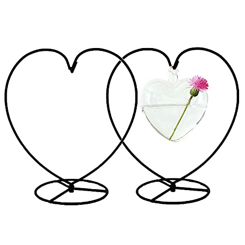 YY YEARCHY Ornament Display Stand Heart Shaped Hook Rack Holder for Hanging Glass Globe Pot Terrarium Witch Ball Home Christmas Wedding Decoration Creative Gift (2, 11“x10.2"x5.9") - size: 11“x10.2"x5.9"