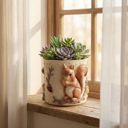 Cute Squirrel Succulent Planter with Drainage Hole, Unique Garden Plant Pots for Indoor/Outdoor Plants, Plant Gifts for Mother's Day, Birthday, Christmas