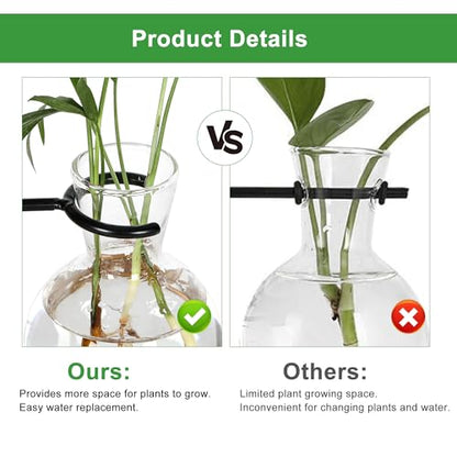 Plant Propagation Station with 4 Glass Vases & Wood Stand, Hydroponic Air Planter for Indoor Plants, Unique Gardening Gift for Women & Plant Lovers, Desktop Terrarium for Home Decor