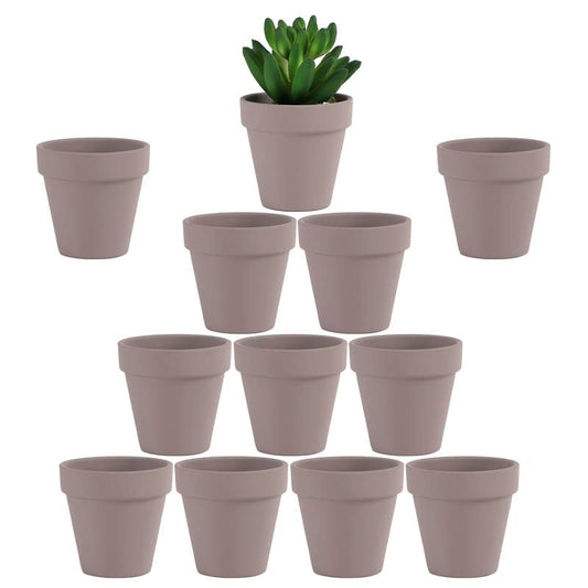 Yishang 2.5 inch Grey Terracotta Pots with Drainage Holes,Small Mini Clay Ceramic Pottery Planter,Cactus Flower Terra Cotta Pots,Succulents Nursery Pots for Indoor/Outdoor Plants,Crafts-12 Pack - color: Gray