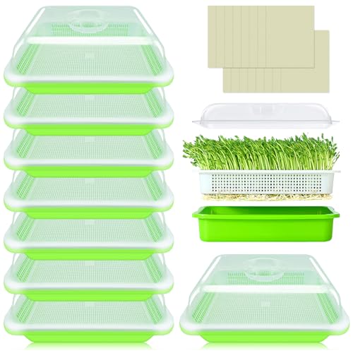 Legigo 8 Pack Seed Sprouter Trays with Lids, Microgreens Growing Trays Kit - size: 8 Packs With Lids