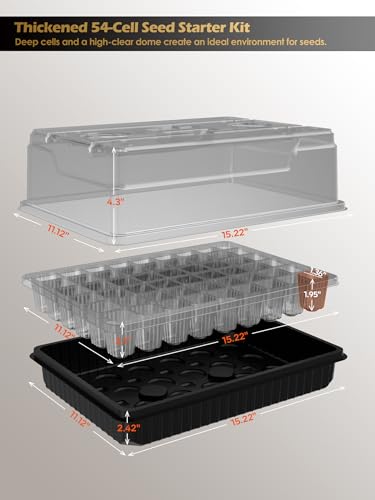 GLOWRIUM 54-Cell Seed Starter Tray with Full Spectrum Grow Light - style: 2-Pack