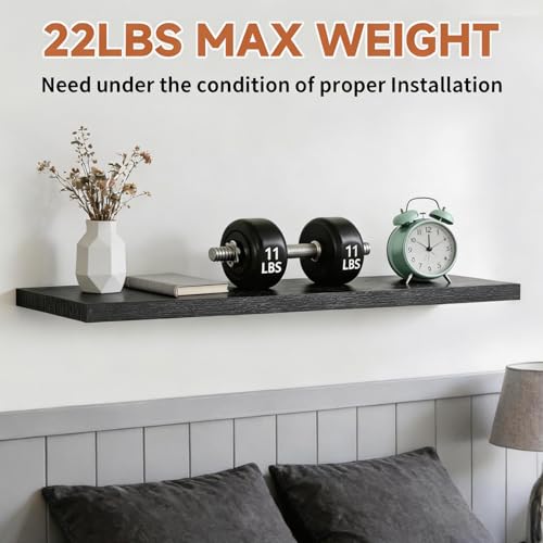 Easy Install 15.6 Inch Floating Wall Shelves Set of 3 Black - color: Black Floating, size: 15.6 Inch