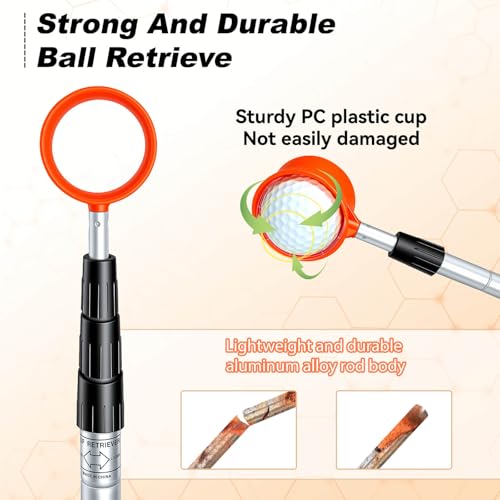SPEENSUN Golf Ball Retriever, Max 6/9/12/15Ft Lightweight Portable Stainless/Aluminum Alloy Telescopic Golf Ball Grabber for Water, Bushes, Grass and Sand, Golf Accessories Gifts for Men Women - size: 12FT