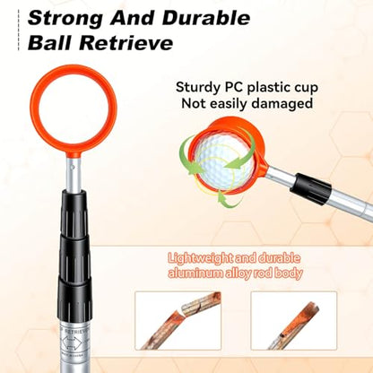 SPEENSUN Golf Ball Retriever, Max 6/9/12/15Ft Lightweight Portable Stainless/Aluminum Alloy Telescopic Golf Ball Grabber for Water, Bushes, Grass and Sand, Golf Accessories Gifts for Men Women - size: 12FT
