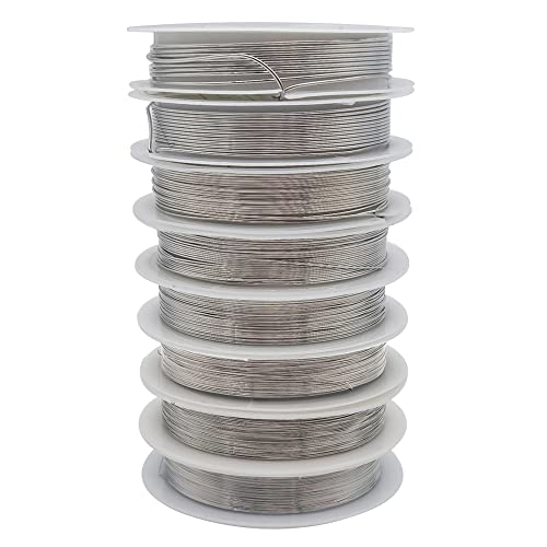 INSPIRELLE 8 Packs Copper Wire Mixed Sizes Craft Jewelry Beading Wire - color: Rhodium