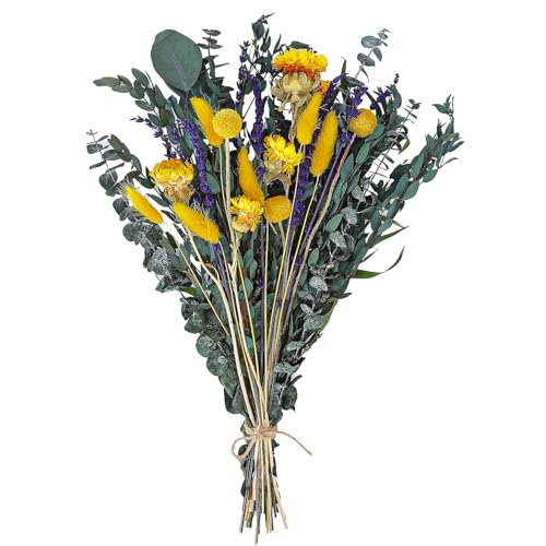 Mixed Dried Eucalyptus Stems with Lavender, Yellow Bunny Tails