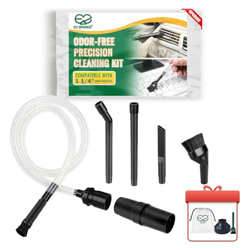 EZ SPARES Vacuum Crevice Attachment Kit,Micro Cleaning Tools for Car, Keyboard, Vents & Tight Spaces, Compatible with Most 1-1/4 Inch Hose Vacuums,Odor-Free (with A Storage Bag) - color: Upgrade Version