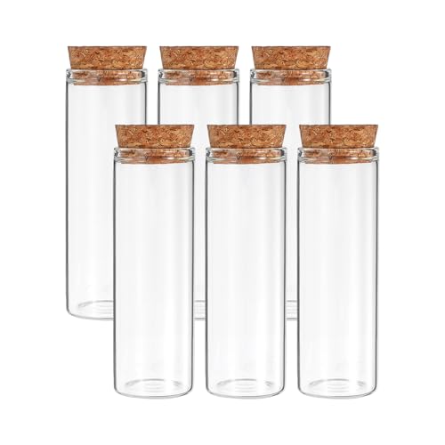 PATIKIL 40ml Test Tubes, 6pcs 3.15x1.18 Glass Clear Flat Bottom Test Tube Containers with Cork Stopper for Bead Party Candy Bath Salt Storage Scientific Experiment Plant Propagation - size: 40ml