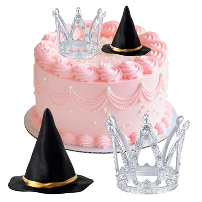 Witch Hat and Crown Cake Topper 2 Pack - color: Hat and Crown