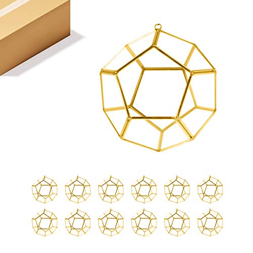 WGV Hanging Geometric Planter Terrarium Bulk Width 5.5" Height 6" Clear Glass Gold Frame DIY Succulent air Plant Miniature Fairy Garden Windowsill Decor Globe 12 Pieces - color: Gold (1 Case), size: Geode Small