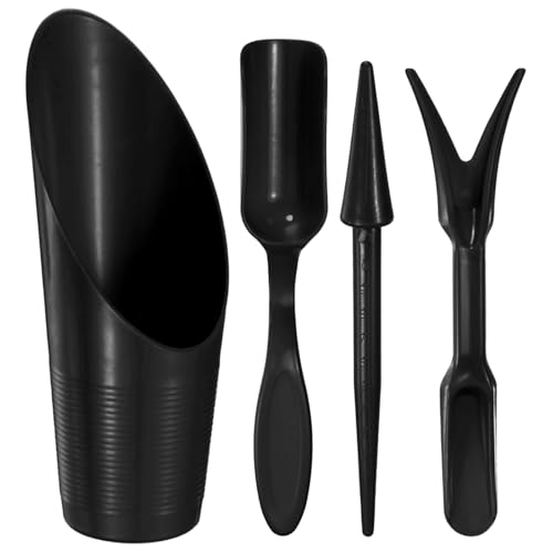 M METERXITY 1-Set Garden Shovel Hand Tools Transplanting Succulent Cultivation Digging Scoops Kits, Plastic Mini Garden Tool Set for Flower Planting/Bonsai Potting [Black] - color: Black