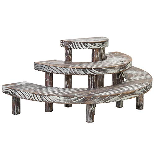MyGift 3 Tier Torched Wood Cupcake Stand Dessert Display Riser Set of 3 | Torched Wood Finish, Three Level Platform, Dessert Presentation, Buffet Display, Spice Jar & Cosmetic Organization - color: Torched Wood