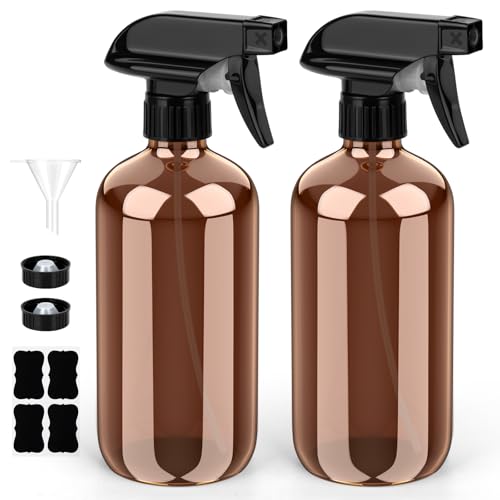 Bontip Glass Spray Bottle 16 oz for Cleaning, Plants (2 Pack, Amber) - color: Amber, size: 8 oz