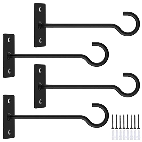 Metal Plant Wall Hooks 4Pack Bulk Hanging Brackets Indoor White 6In - color: Black, size: 6in&4Pack