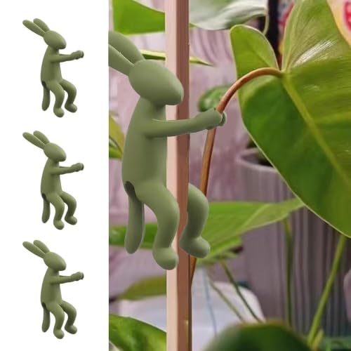 3 Pcs Rabbit Plant Stand & Plant Propagation Buddy Clips - color: 3 Green