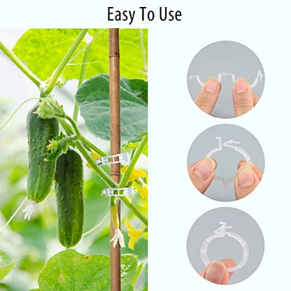 Tomato Clips, 100 Pcs Support Clips, Plastic Trellis Clips, Garden Clips to Grow Upright Makes Plants Healthier for Tomato Cucumber Grape Vegetables Plants