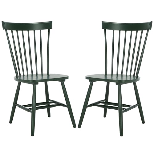 SAFAVIEH Furniture - Parker Spindle Dining Chair Set of 2 - Garden Green - Solid Wood - Classic Windsor Design - Ideal for Dining Room, Kitchen, 17.3" Seat Height (AMH8500M-SET2) - color: Garden Green