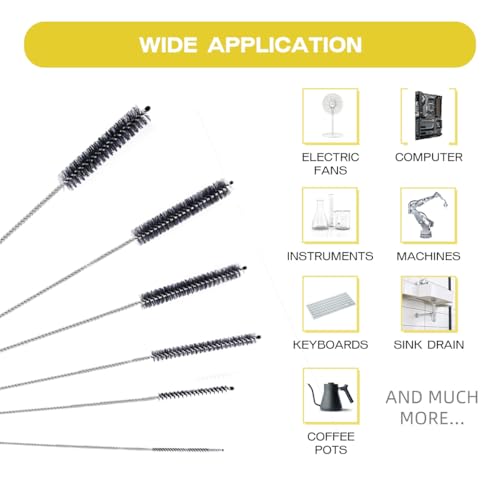 Brush Family Straw Cleaner Brush Set 6 Piece | Long Drinking Straws Cleaning Brush Pipe Tube Tiny Brushes 10-inch, Black - size: 10 inch small diameters set (6pcs)