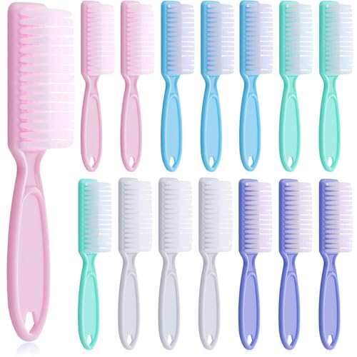 Patelai 15 Pieces Nail Brush Handle Grip for Fingernail Toe Scrub Cleaning | Scrub Design for Manicure Pedicure Care, Mini Tools for Toenail Dirt Removal, Plastic Handles for Comfortable Grip Control - color: Macaron Colors