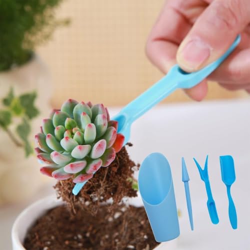1 Set Gardening Tools, Including Shovel, Transplanter, Puncher and Spoon, Perfect for Plant Lovers (Blue) - color: Blue
