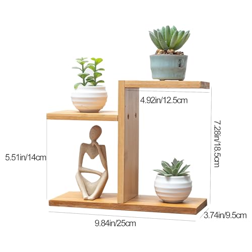 Mini Desktop Plant Stand Indoor Multi-Layer Window Sill Flower Stand Bamboo Succulent Window Sill Stand Bracket For Home , Office, Living Room, Bedroom Plant Display(Three-Layer)