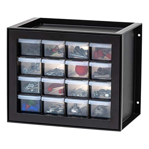 IRIS USA 16-Drawer Small Drawer Organizer, Garage Desk Storage, Black - color: Black, size: 16 Drawer