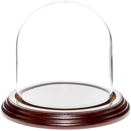 Plymor 4" x 4" Glass Display Dome Cloche (Dark Mahogany Veneer Base) - color: Dark Mahogany Veneer Base