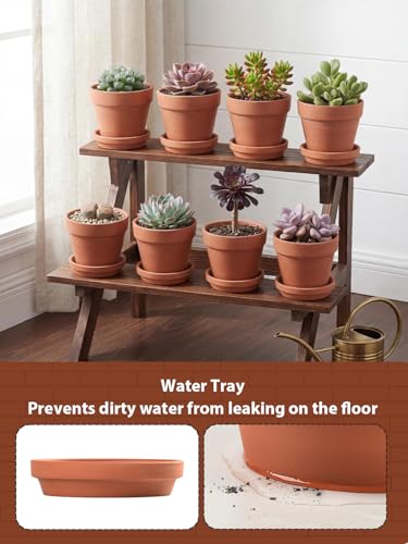 INGOFIN 4 Inch Terracotta Pots with Saucers, 8 Pack Shallow Clay Plant Pots with Drainage Holes for Succulents, Cactus, Herbs, Small Terra Cotta Pots for Indoor Outdoor, Set of 8 - size: Shallow 4 inch -8 pcs