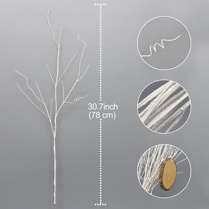 10PCS Artificial White Birch Branches，Bendable Winter Twigs Stems