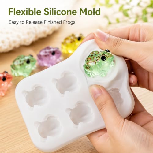 6-Cavity Tiny Frog Resin Mold, Mini Animal Silicone Mold for Epoxy Casting - color: frog-6cav