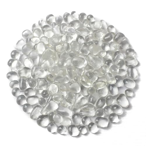 WAYBER 1 Pound Tumbled Sea Glass Pebbles Decorative Glass Stones, Clear | High-Transparency, Lustrous Polished Finish, Non-Toxic Material, Ideal for DIY Crafts & Decorations - color: Clear