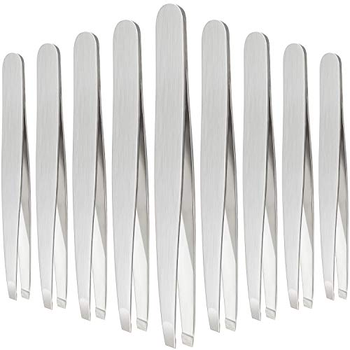 Mudder 12 Pcs Eyebrow Tweezers Set for Facial Hair in Bulk - color: Silver