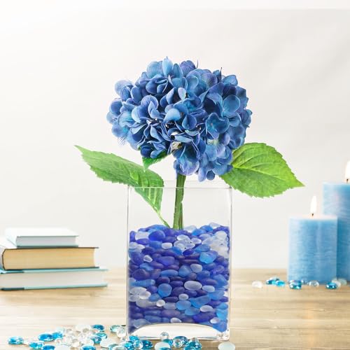 QYGL Sea Glass Stones - 0.9LB Blue Mixed Frosted Glass Pebbles Gemstones - color: Cobalt Blue, Aquamarine, White