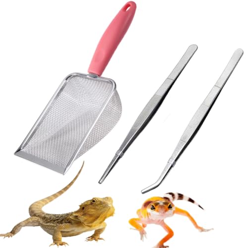 Reptile Sand Substrate Scoop Fine Mesh Reptile Feeding Tong (Pink-2mm) - color: Pink-2mm