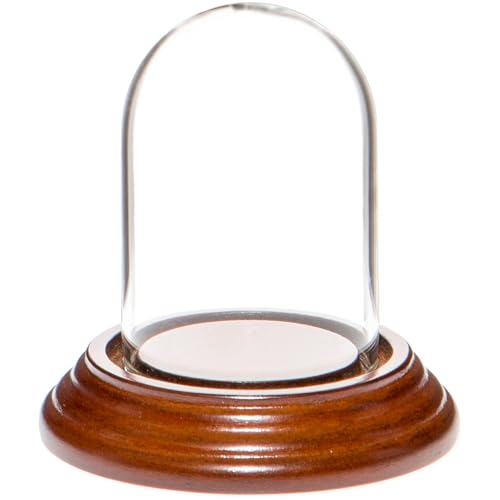 Plymor 1.85" x 2.875" Mini Glass Display Dome Cloche (Walnut Veneer Base) - color: Walnut Veneer Base