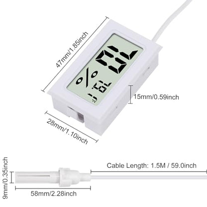 3Pcs Fahrenheit Thermometer Hygrometer Mini Digital with Probe Electronic Temperature Humidity Gauge Meters Indoor LCD Display for Humidors,Greenhouse,Garden,Incubator Reptile Terrarium