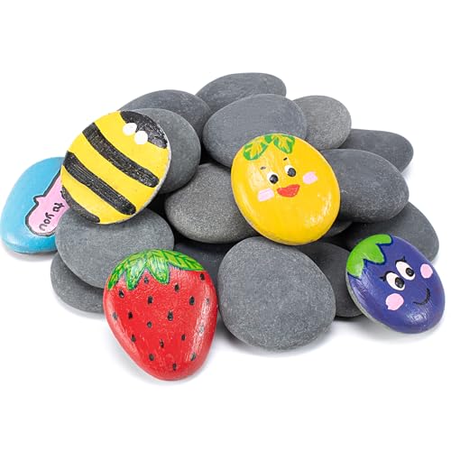 Simetufy 20PCS Small Rocks for Painting, 1-2" Natural Flat Smooth Stones - size: 1-2"-20pcs