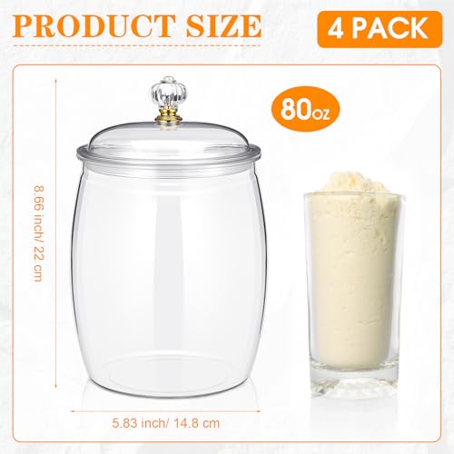 Nuogo 4 Pcs Plastic Candy Jars with Lid Unbreakable,Stylish,80 oz - size: 80 oz, style: Stylish