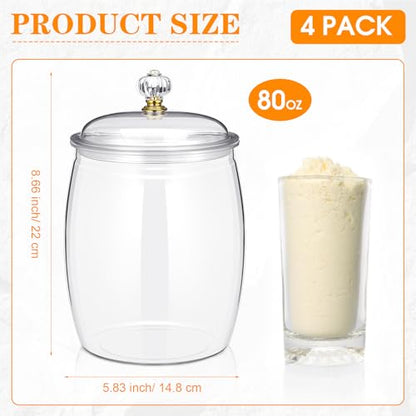 Nuogo 4 Pcs Plastic Candy Jars with Lid Unbreakable,Stylish,80 oz - size: 80 oz, style: Stylish