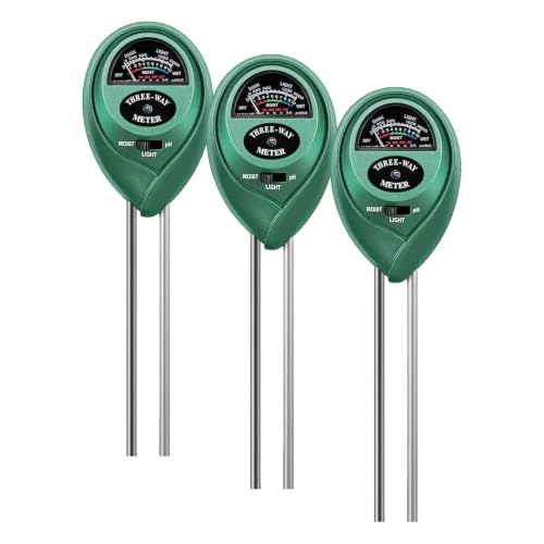 VIVOSUN Soil Tester, 3-in-1 Plant Moisture Meter Light and PH Tester for Home, Garden, Lawn, Farm, Indoor and Outdoor Use, Promote Plants Healthy Growth (Pack of 3) - size: Soil Tester (Pack of 3)