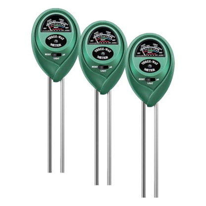VIVOSUN Soil Tester, 3-in-1 Plant Moisture Meter Light and PH Tester for Home, Garden, Lawn, Farm, Indoor and Outdoor Use, Promote Plants Healthy Growth (Pack of 3) - size: Soil Tester (Pack of 3)