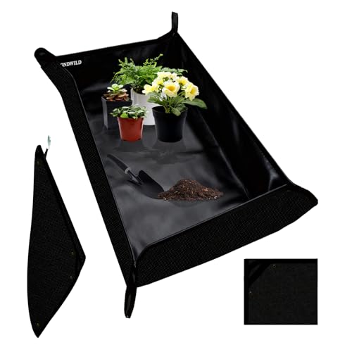 39.5"x59" Plant Transplanting Mat - Thickened Waterproof Potting Mat, Succulent Gardening Mat, Portable Repotting Mat for Mess Control, Indoor Outdoor Use (PVC-Black) - color: Black, size: 39.5" x 59" x 0.1"