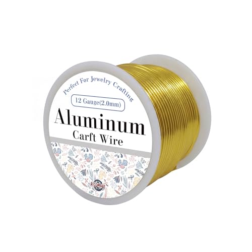 12 Gauge Aluminum Craft Wire Gold 80FT 2mm, Jewelry Making, Flexible Bendable Armature Wire for Sculpting, Floral Crafts, Metal Wire Wrapping, DIY Art Projects & Wreath Making - color: Gold, size: 12gauge